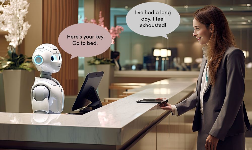 Lack of emotions with AI robot at service desk